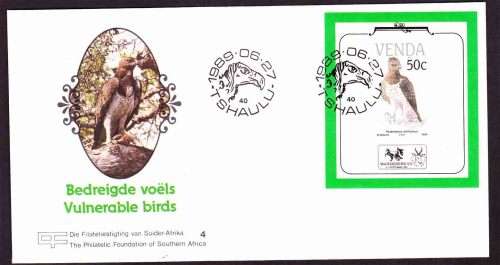 Venda Homeland of South Africa - 1989 - Endangered Birds - Miniature Sheet on FDC