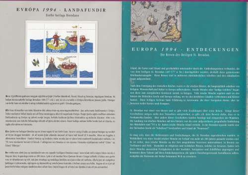 Iceland Ireland Faroe Islands - 1994 - Joint Issue Voyages of St Brendan Souvenir Folder