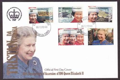 Tristan Da Cunha - 1992 - FDC - Queen Elizabeth II's Accession to the Throne, 40th Anniv