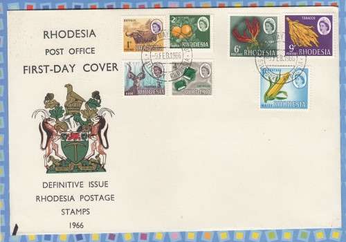 Rhodesia - 1966 - First 1st Definitive up to 1Sh FDC