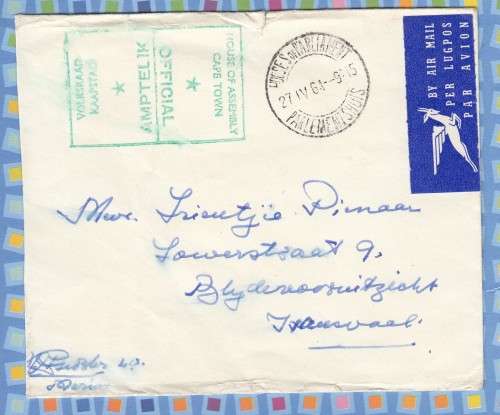 South Africa (RSA)  1964  Volksraad House of Assembly Parliament Cape Town Official
