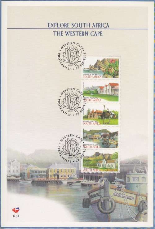 South Africa RSA - 1998 - Tourism Explore Western Cape Airmail Postcard Rate Folder/Card 6.81