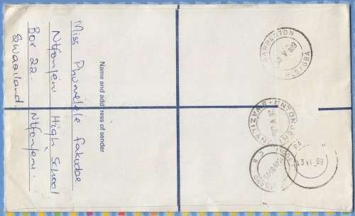 Swaziland - 1989 - Butterflies Rock Dassie Stationery Incorrect spelling of Entonjeni
