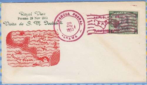 Panama on cover - 1953 (1952) - Visita de S M Isobel Isabella II 29 November