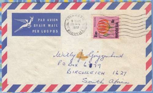 Rhodesia on Cover - 1977 - Bulawayo Flame Lily