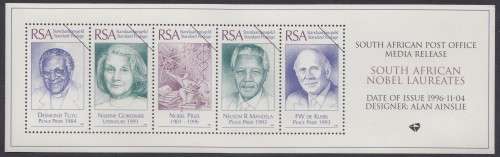 South Africa RSA - 1996 - MEDIA RELEASE - Nobel Laureates Mandela