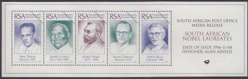 South Africa RSA - 1996 - MEDIA RELEASE - Nobel Laureates Mandela