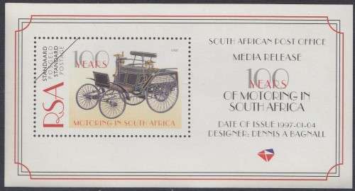 South Africa RSA - 1997 - MEDIA RELEASE - Scarce - 100 Years of Motoring