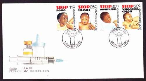 Bophuthatswana -  1985 - Child Health Care - Complete set on FDC