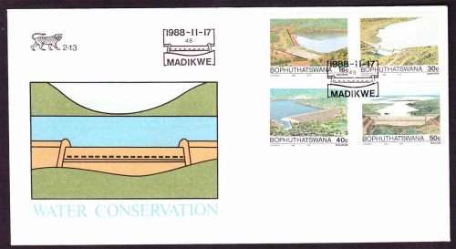 Bophuthatswana - 1988 - Dams, Water Conservation - Complete Set on FDC