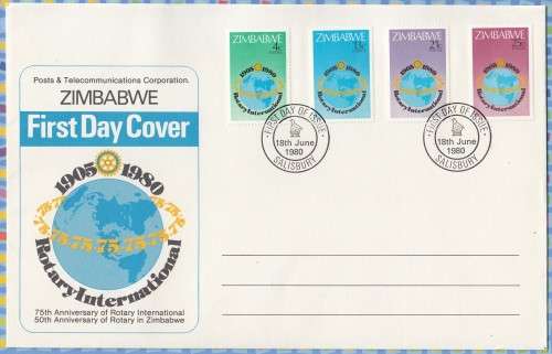Zimbabwe - 1980 - Rotary International - Complete Set on FDC