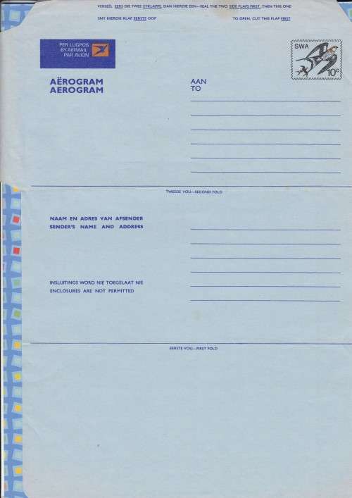 South West Africa SWA - Aerogramme Air Letter - Swallows Birds - 10c