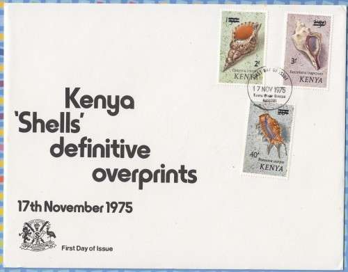 Kenya - 1975 (1971) - Sea Shells Definitive Overprint on FDC (scarce)