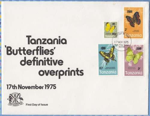 Tanzania - 1975 (1973) - Butterflies Definitive Overprint on FDC (scarce)