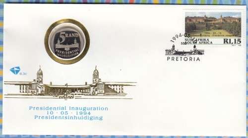 South Africa RSA - 1994 - Nelson Mandela Presidential Inauguration,R5 Proof Coin FDC