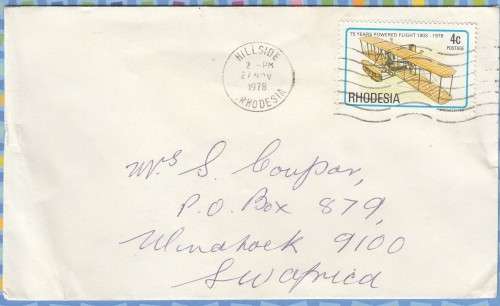 Rhodesia on cover South West Africa SWA - 1978 - HILLSIDE Powered Flight