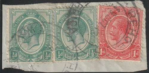 South West Africa SWA Forerunner - King George V KGV - 1/2d and 1d on piece - Rehoboth