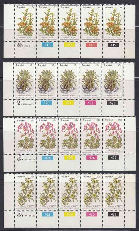Transkei - 1981 - Medicinal Plants - Complete Set Control Blocks