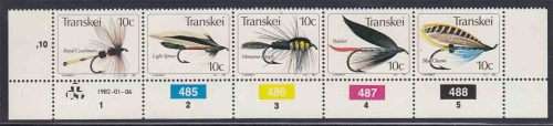 Transkei - 1982 - Fishing Flies, Angling, Lures - Control Strip of 5