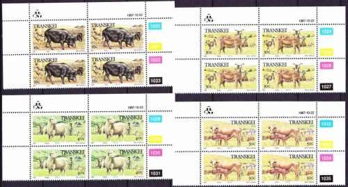 Transkei - 1987 - Domestic Farm Animals - Complete Set Control Blocks