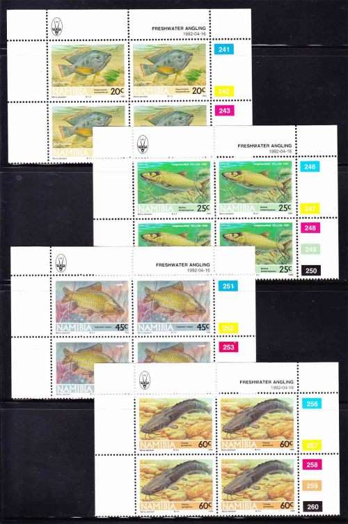Namibia (previously SWA) - 1992 - Freshwater Angling Fish - Complete Set in Control Blocks