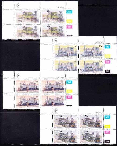 South West Africa SWA - 1985 - Steam Trains Railway - Complete Set Control Blocks