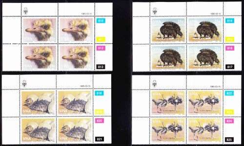 South West Africa SWA - 1985 - Ostriches - Complete Set Control Block