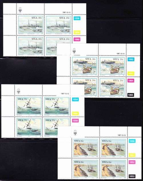 South West Africa SWA - 1987 - Ships Shipwrecks - Complete Set Control Blocks