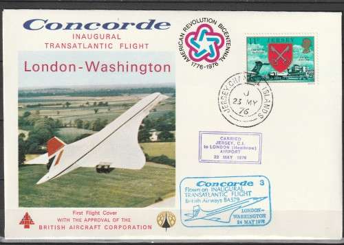 Concorde 3 - 1976 - Inaugural Flight Cover - British Airways - London Washington Dullas Airport