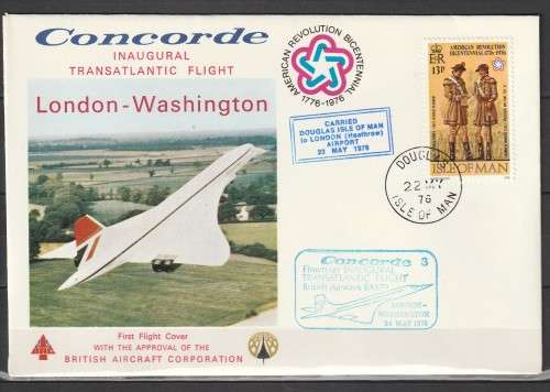 Concorde 3 - 1976 - Inaugural Flight Cover - British Airways - London Washington Dullas Airport