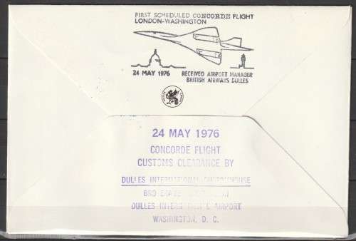 Concorde 3 - 1976 - Inaugural Flight Cover - British Airways - London Washington Dullas Airport