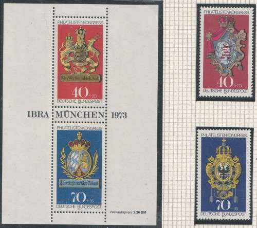 Germany West Federal - 1973 - Posthouse Signs Munchen Stamp Exhibition - Set with Souvenir Sheet