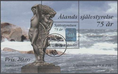 Finland - Aland Islands - 1997 - Autonomy 75th Anniversary Statue - Souvenir Sheet