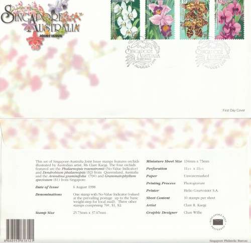 Australia - 1998 - Orchids Joint Issue Singapore - FDC