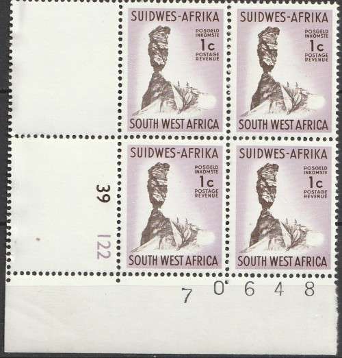 South West Africa SWA 1968 to 1972 - 1st Decimal Definitive (1961) 1c Control Block