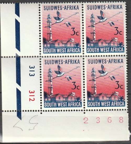South West Africa SWA 1968 to 1972 - 1st Decimal Definitive (1961) 3c Control Block