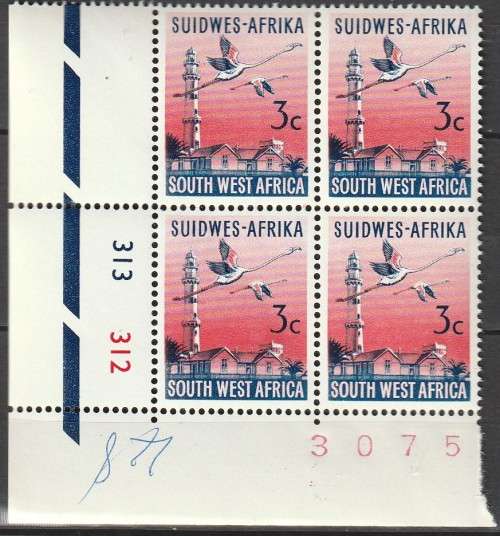 South West Africa SWA 1968 to 1972 - 1st Decimal Definitive (1961) 3c Control Block