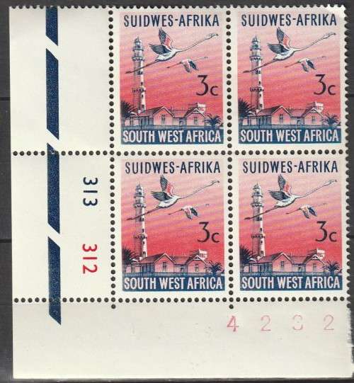 South West Africa SWA 1968 to 1972 - 1st Decimal Definitive (1961) 3c Control Block