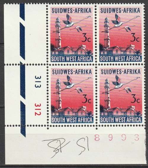 South West Africa SWA 1968 to 1972 - 1st Decimal Definitive (1961) 3c Control Block