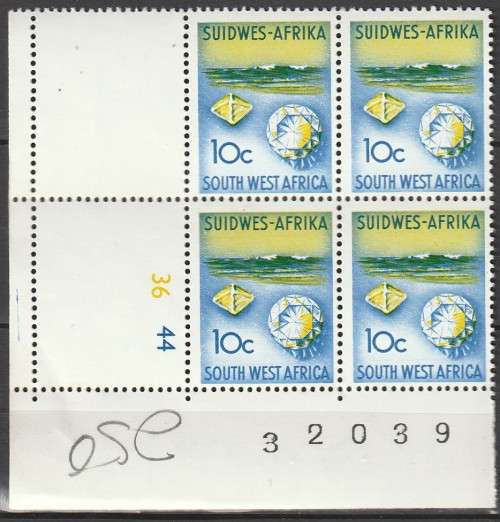 South West Africa SWA 1968 to 1972 - 1st Decimal Definitive (1961) 10c Control Block