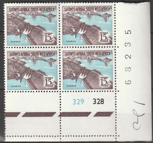 South West Africa SWA 1968 to 1972 - 1st Decimal Definitive (1961) 15c Control Block