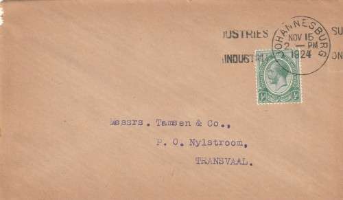 Union of South Africa cover - 1924 (1913) - King George V Slogan Support SA Industries