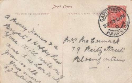 Union of South Africa PostCard - 1925 (1913) - King George V Cape Town