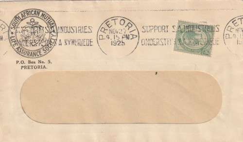 Union of South Africa Cover - 1925 (1913) - King George v Support SA Industries Slogan