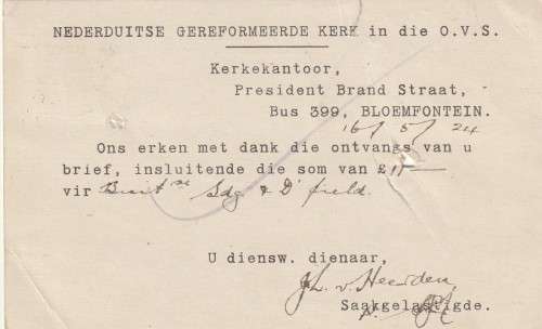 Union of South Africa Postcard - 1924 (1913) - King George v Bloemfontein