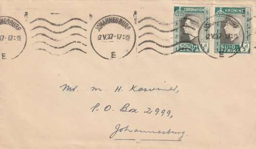 Union of South Africa Cover - 1937 - FDC King George VI Coronation