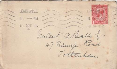Great Britain - 1912 (1915) King George V  - Cover - Lewisham