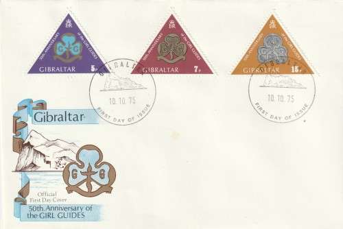 Gibraltar FDC - 1975 - 50th Anniversary of the Girl Guides