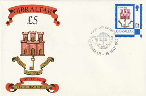 Gibraltar FDC - 1979 (1977) - £5 Coat of Arms from Definitive