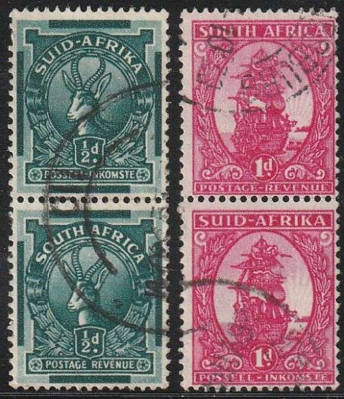 South Africa Union - 1943 - Set of Coil Stamps Redrawn and in Mono Colour